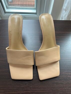 Tony Bianco Beige Slide Mules with Wide Strap
